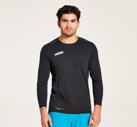 Hoka One One Performance 3/4 Sleeve Homem - Top Pretas | PT-KV0q0qD